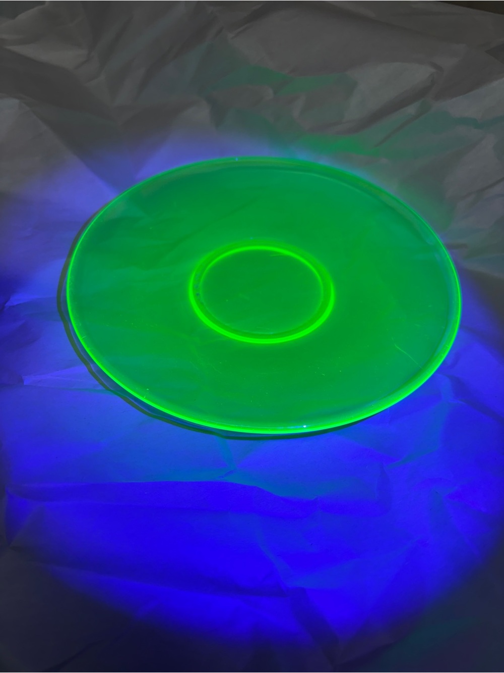 Vintage Vaseline Uranium Glass Plate 6 1/2 Inches